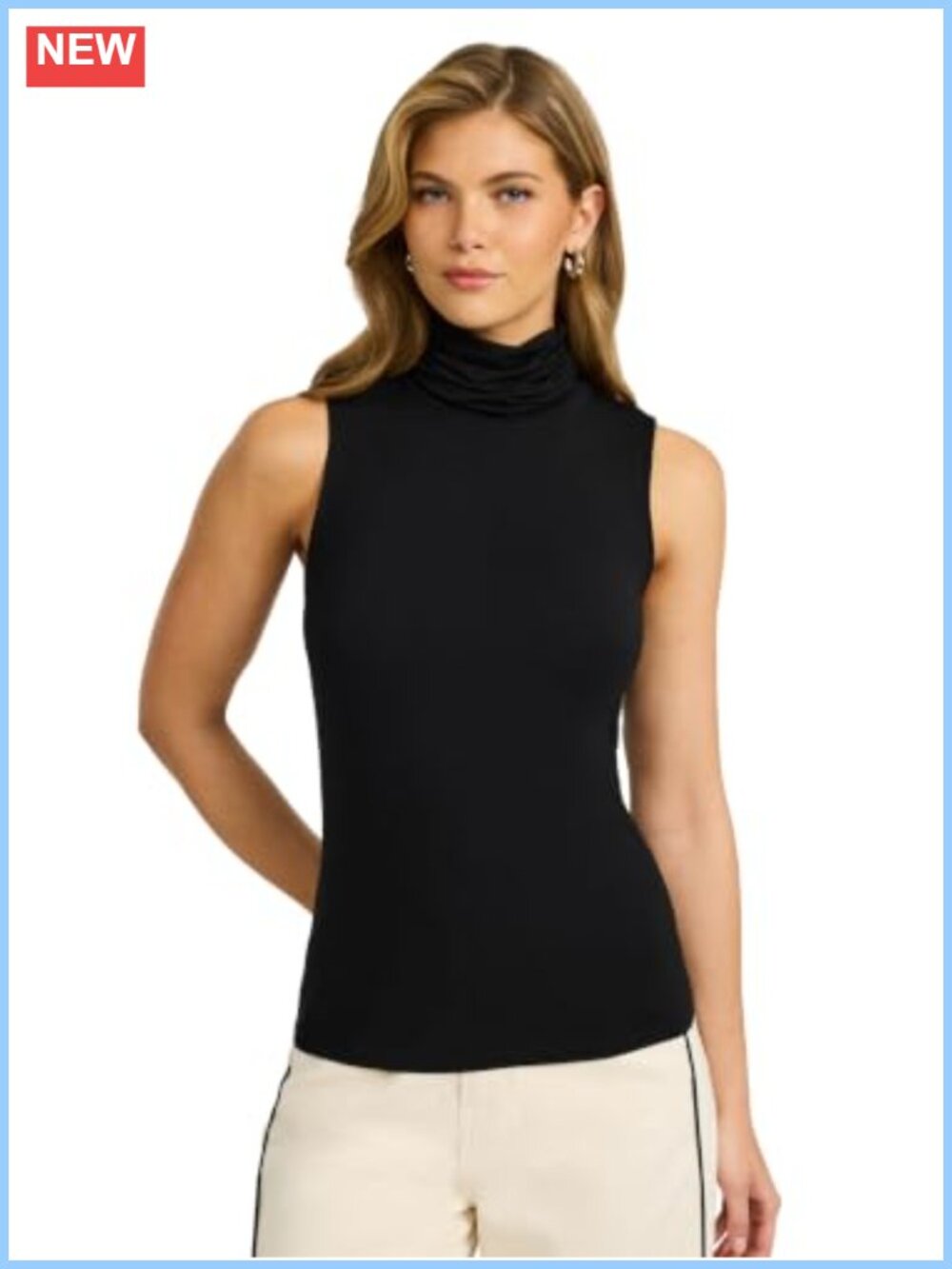 Supersoft Fitted Mock Neck Tank Sleeveless Stretch Modal Blend